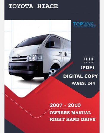 toyota hiace 2007 2008 2009 2010 owners manual